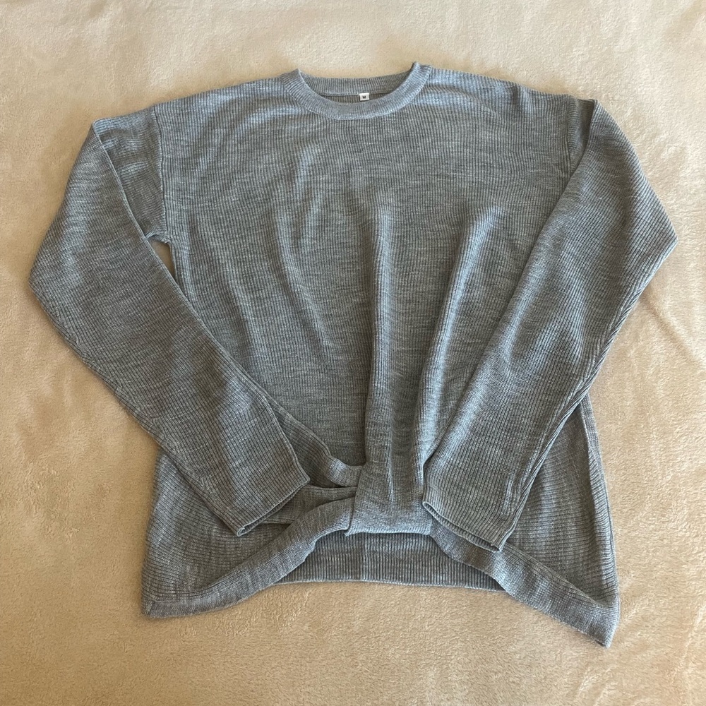 Tie Front Cozy Crewneck Knit Sweater - Size M - Picture 7 of 10